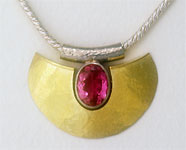 Munich muse Necklace in silver and 18K gold with pink Tourmaline